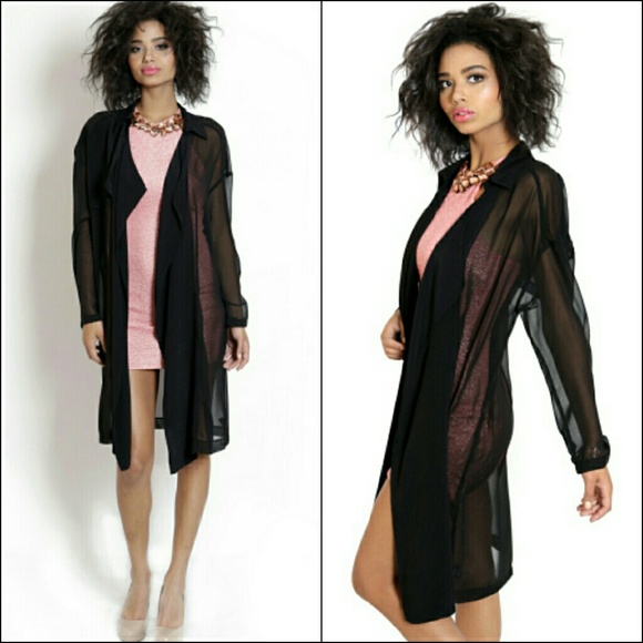 NWT Black Sheer Jacket,  LARGE - Picture 2 of 4