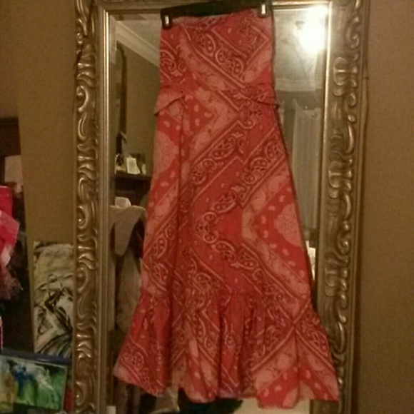 Red Bandana Print Boho / Cowgirl dress
