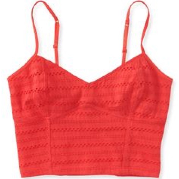 Red Eyelet Bustier Top