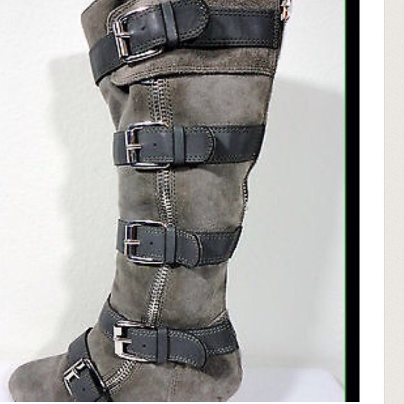 Gray Calin Stuart many wedged buckle boots - Picture 12 of 13