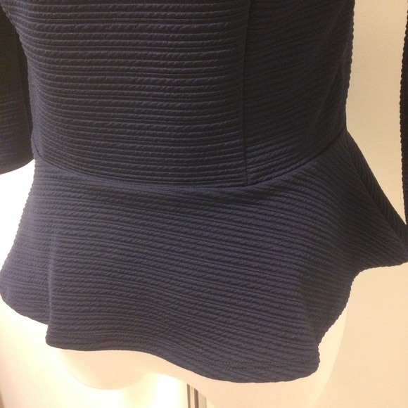 Front Zip-Down Navy Top - Picture 4 of 4