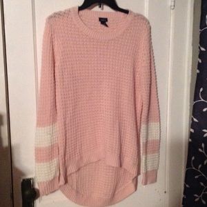 Pink knit high low tunic sweater