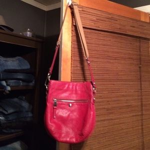 Red leather cross body bag. Perfect condition