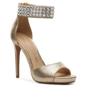 NEW Chinese Laundry Gold Ankle Strap Heels