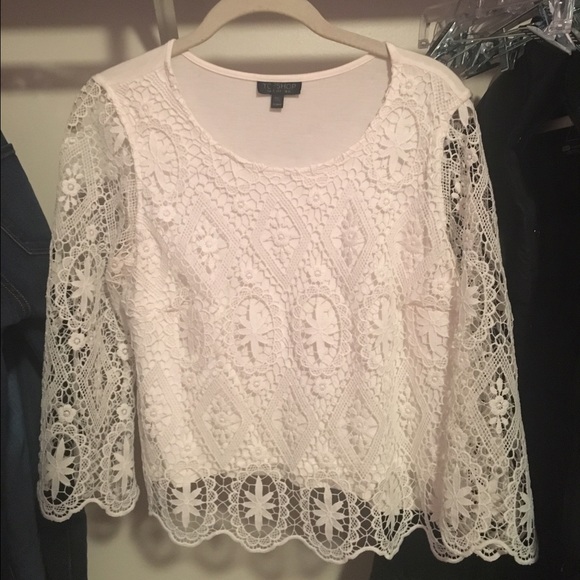 Topshop White Lace Crochet Top