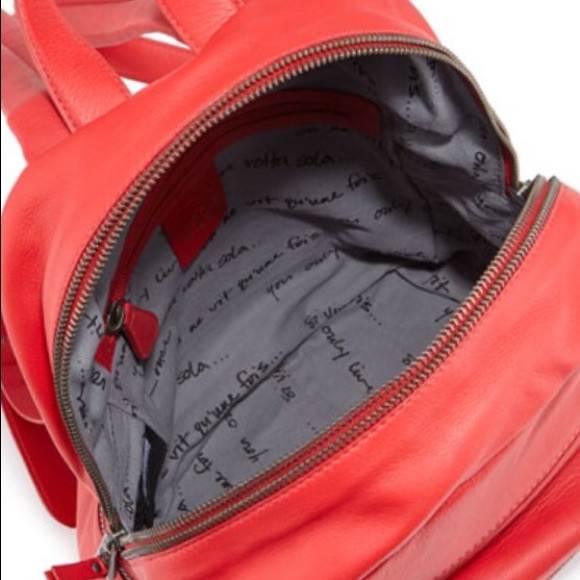 Red leather Designer backpacks/ chains