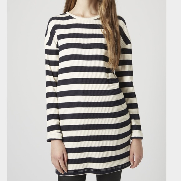 Topshop Striped Knit T-Shirt Dress/Tunic
