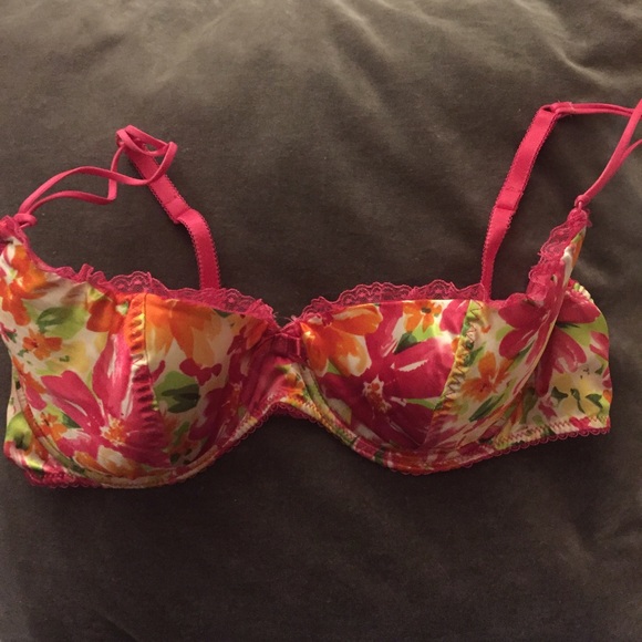 Tropical floral satin bra