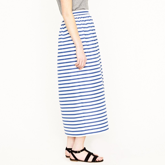 JCrew midi tea length skirt in marina stripe!