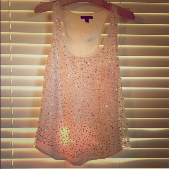 Light pink sequin tank top