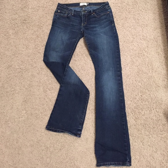 Abercrombie & Fitch boot cut jeans, dark wash.