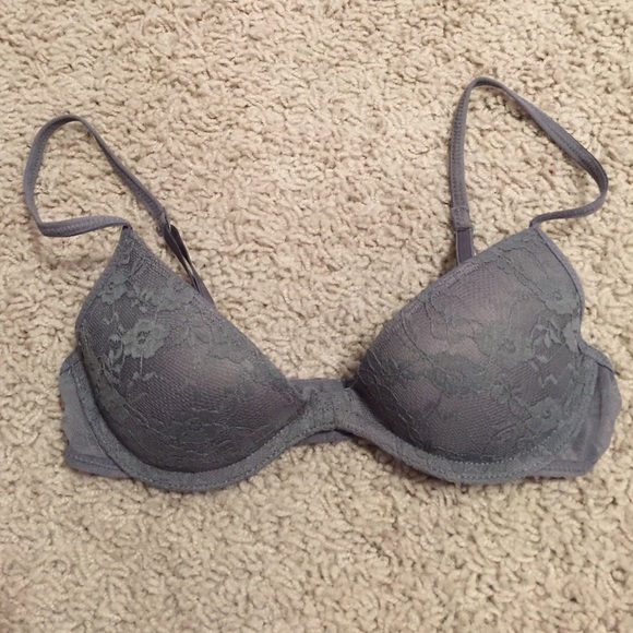 Gray lace, push-up bra.