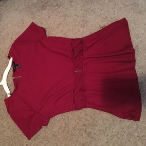 Maroon peplum top with cut out