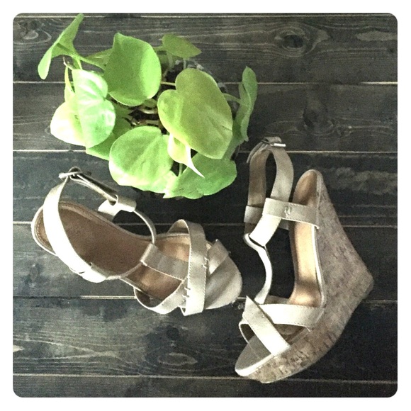 Nude Patent Wedge Sandals 8.5