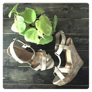 Nude Patent Wedge Sandals 8.5