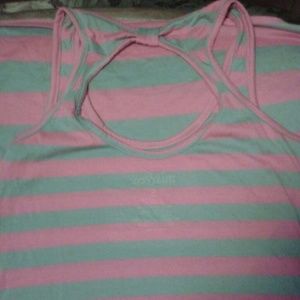 Long pink and grey striped Maxi dress