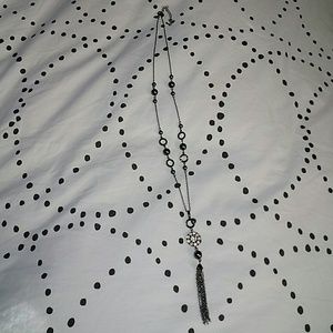 Lia Sophia Gun Metal Tassel Necklace