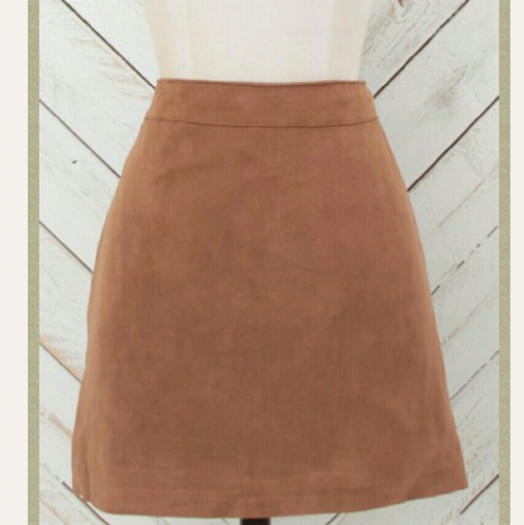 Suede skirt- camel - Picture 2 of 2