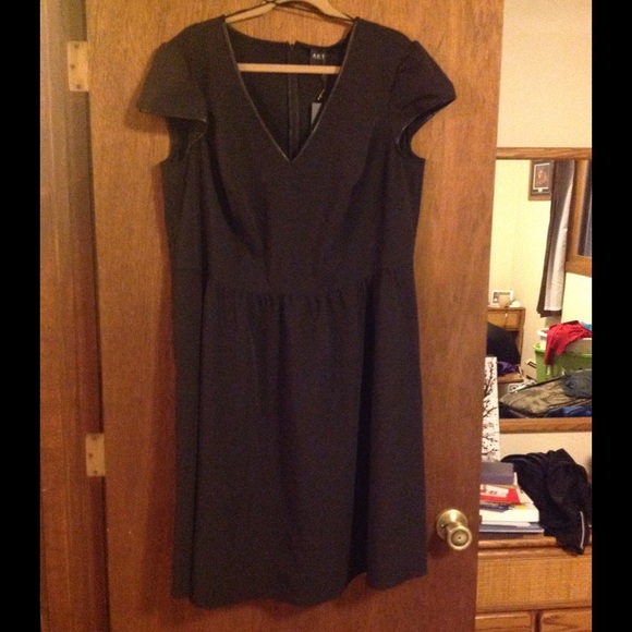 faux leather trim dress