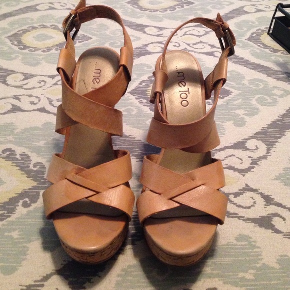 Tan leather wedges