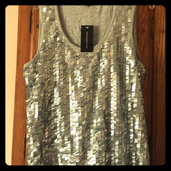 Silver Sequin Tank Top