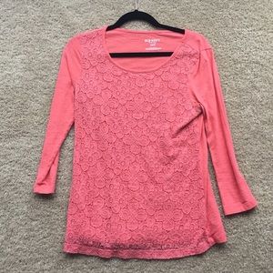 Coral 3/4 lace top