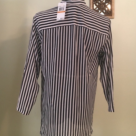 HPNWT MICHAEL KORS NAVY STRIPE SURPLICE BLOUSE - Picture 4 of 4
