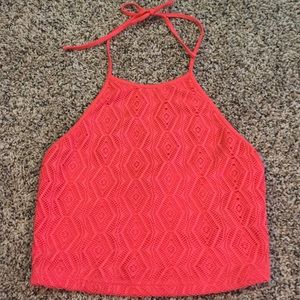 Bright coral halter top