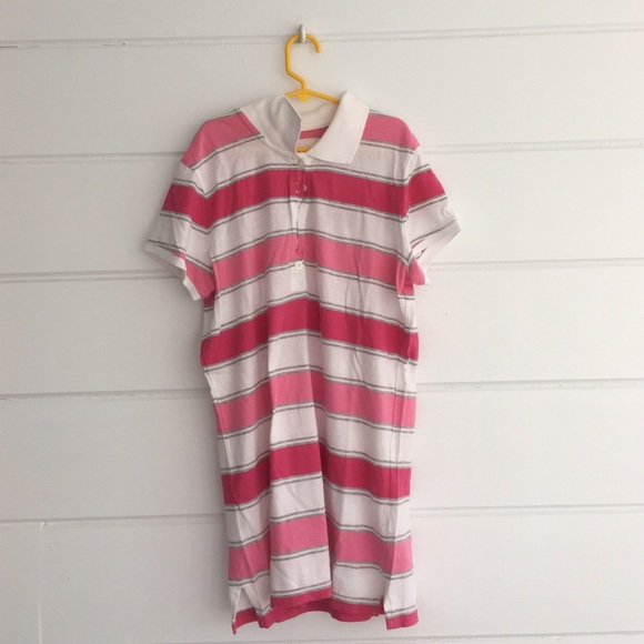 Aeropostale Pink, White and Silver Polo Shirt