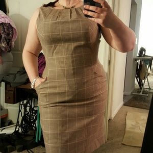 Talbots wool blend plaid sheath dress