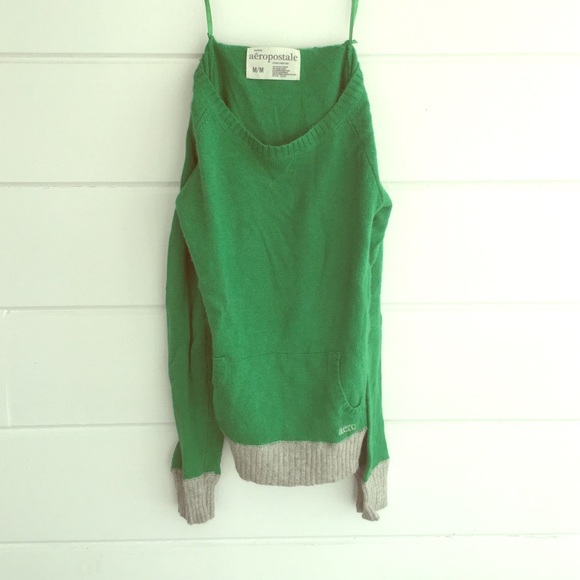 Aeropostale Green and Grey Sweater