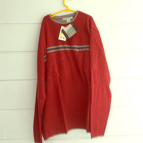 New Geoffrey Beene Red/Grey Striped Men's Sweater