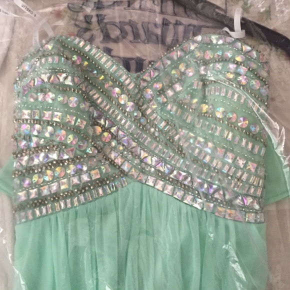 Mint green prom dress