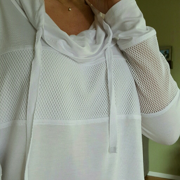 RESERVED Funnel Neck Hoodie with Mesh Pane - Picture 2 of 4