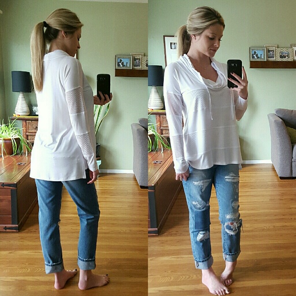 RESERVED Funnel Neck Hoodie with Mesh Pane - Picture 3 of 4