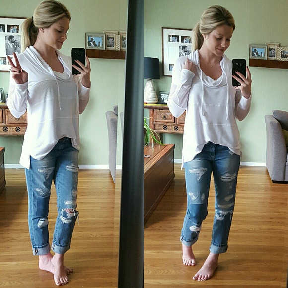 RESERVED Funnel Neck Hoodie with Mesh Pane - Picture 4 of 4