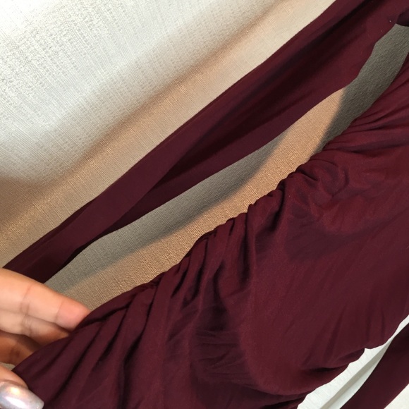 Club Monaco Oxblood Ruched Bodycon - Picture 2 of 4