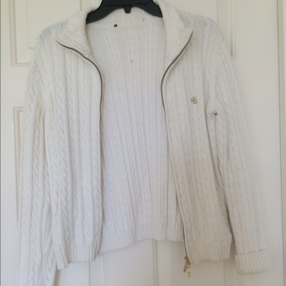 Ralph Lauren Cable Knit Zip Up Sweater