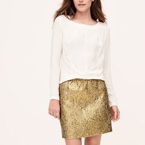 LOFT gold metallic skirt
