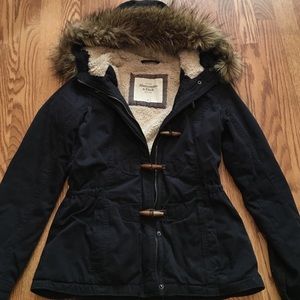 Navy Blue Lined Military Style Jacket- Medium