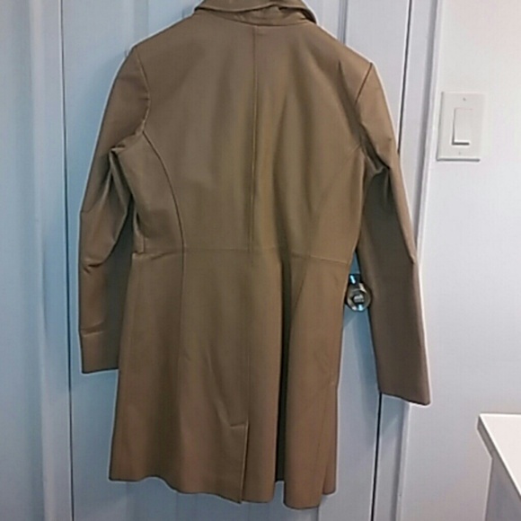 Long beige leather jacket - Picture 3 of 3