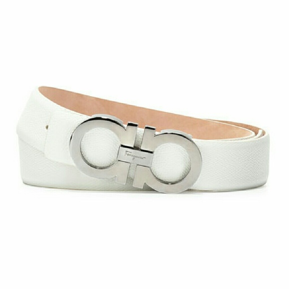 White Ferragamo Belt