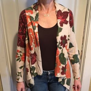 Floral Printed Open Front Cardigan