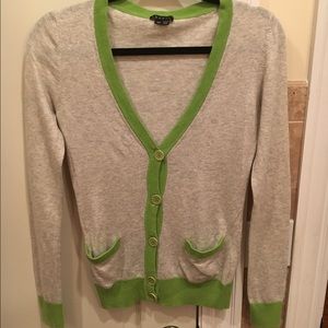 Theory Gray and Green Button Cardigan