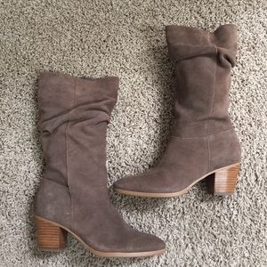 Tan suede slouch boots