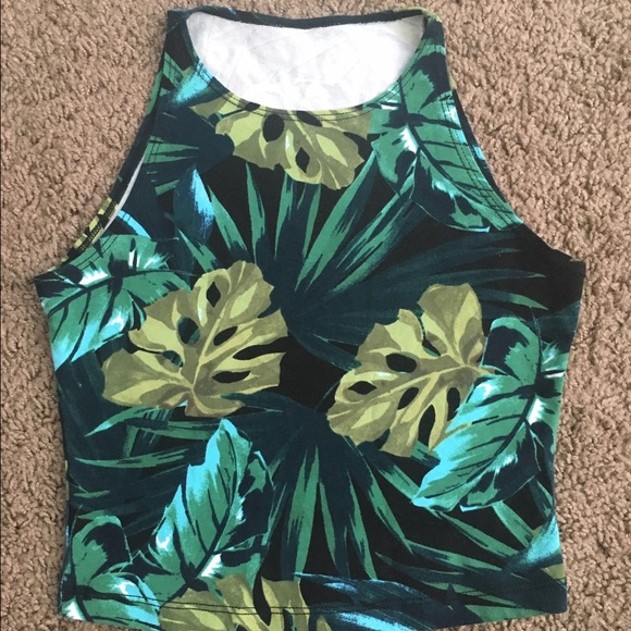 **SOLD** American apparel jungle leaves crop top