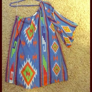 One Sleeve Aztec Dress