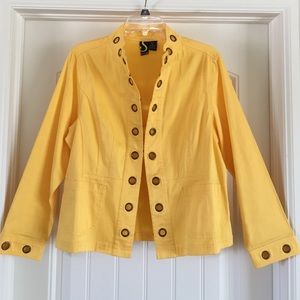 Fun yellow jacket with bronze/gold circle cutouts