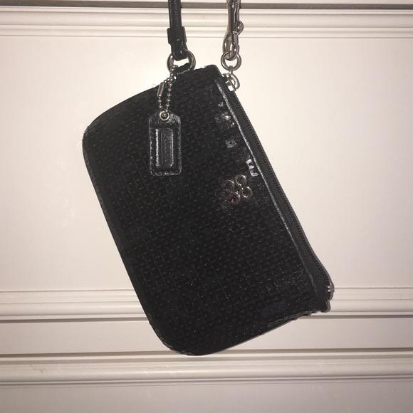 Black sequins Coach wristlet