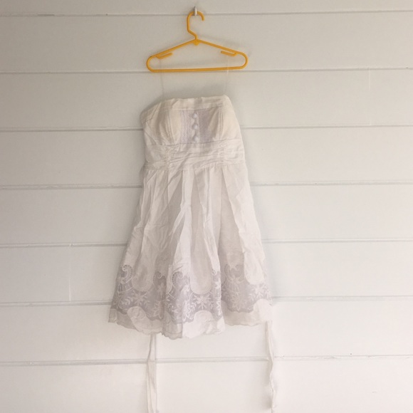 Jodi Kristopher White Dress With Lace Bottom